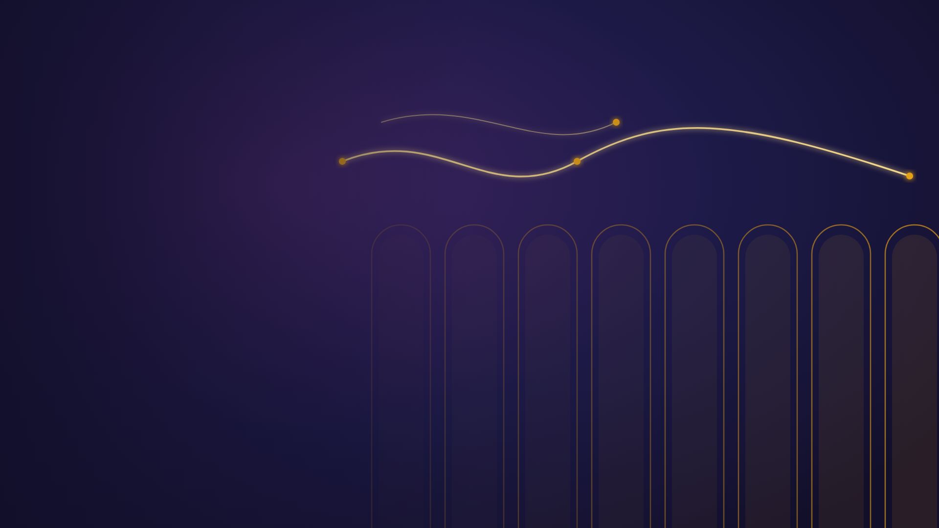 Golden arches with a glowing line of light above them
